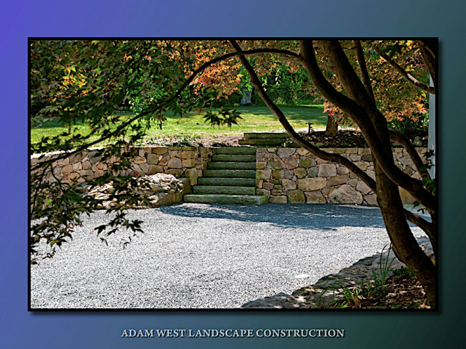 Granite steps & cobblestone drive